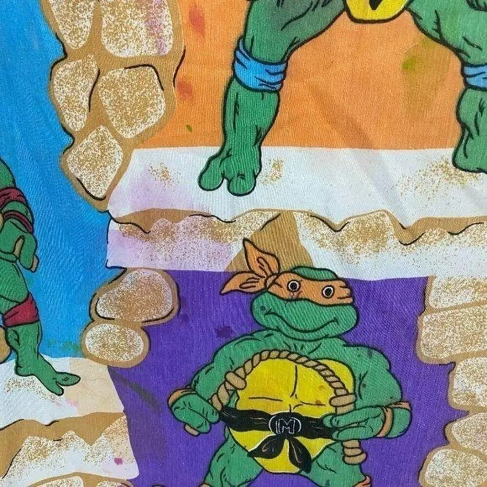 Vintage 90s TMNT Twin Sheet Complete Linen Cartoon Teenage Turtles